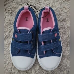 NWOT Kids Blue and Pink Velcro Shoes